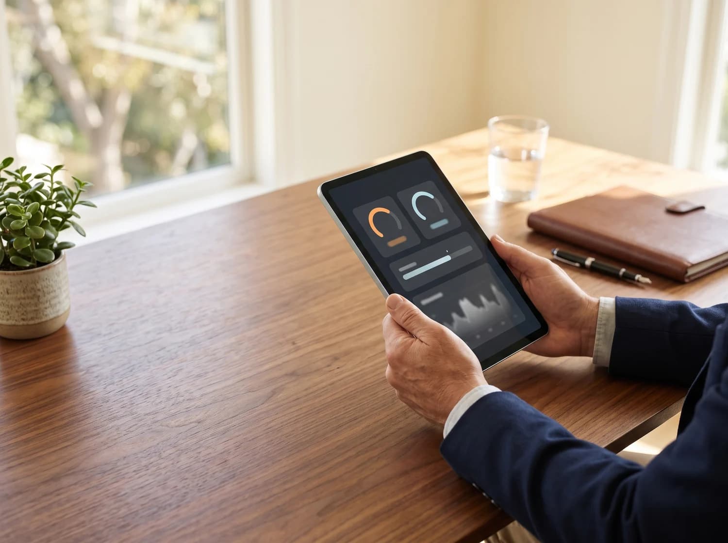 Clinician reviewing FibroScan liver stiffness and fat results on a tablet